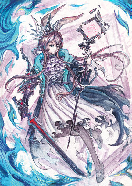 Amiya (Arknights), 2026. Watercolor and digital painting.